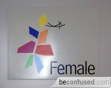 The female toilet sign at Biopolis buildings.