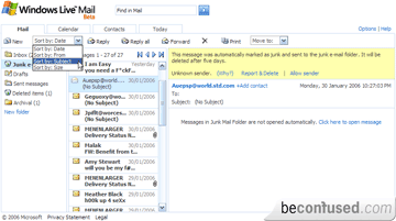 Emails in Junk are not displayed at all.