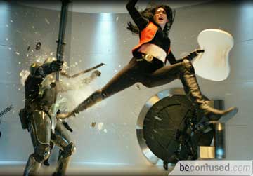 Milla Jovovich acts as Violet in the science fiction movie Ultraviolet.