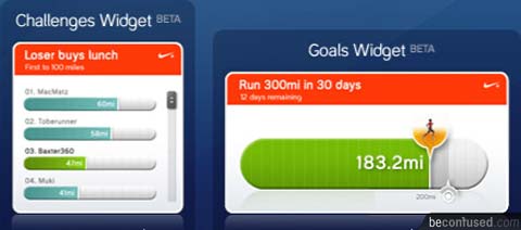 Nike+ Challenge and Goal monitor widget.