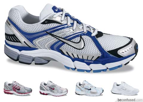 Main feature: Men's Air Structure Triax+ 10. Bottom, from left to right: Women's Air Structure Triax+ 10, Women's Air Zoom Vomero+ 2, Women's Air Span+ 4 and Women's Air Zoom Moire+.