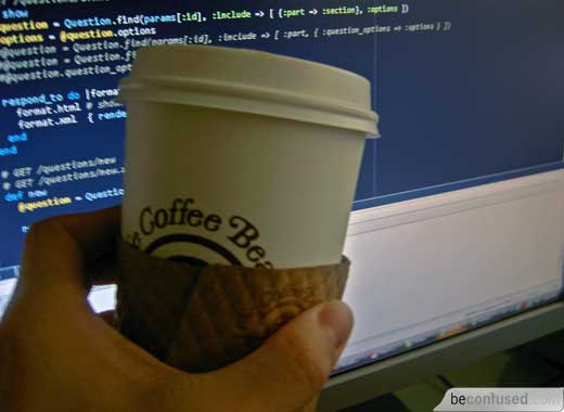 Development with coffee cup, you just have to move the cup around and the IDE would start constructing. They call that scaffolding.